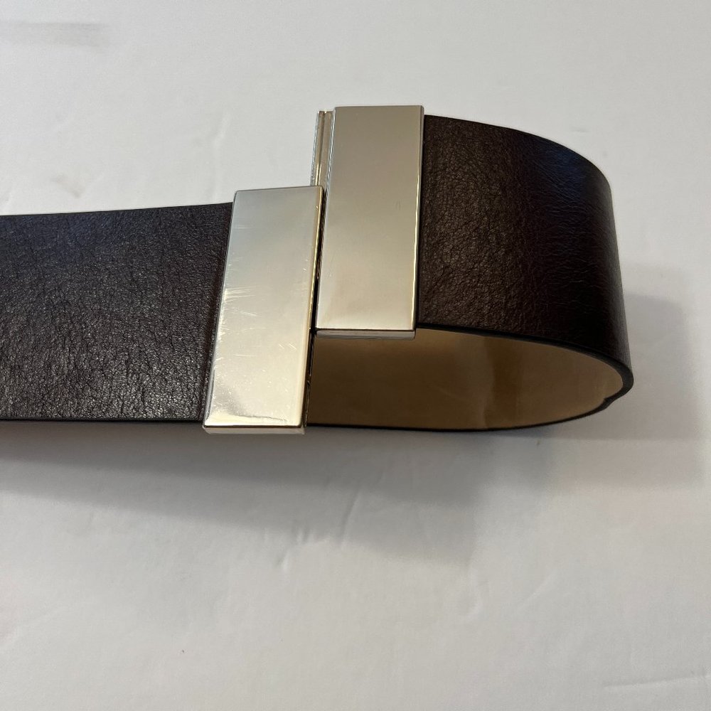 Vintage Ann Taylor leather belt and elastic belt with brass closure buckle